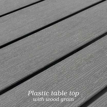 Outdoor Dining Table with 1.6" Umbrella Hole, Picnic Table Plastic Square Backyard Bistro Table Outdoor Dining Table for Garden, Poolside, Backyard, Black, 37x37inch