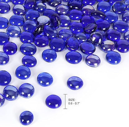 11LB Fire Glass Beads and Marbles for Outdoor Fire Pit and Fireplace, Glass Gemstones for Vase Filler, Aquariums, Hydroponics Plants, Home Decor and DIY Craft, Cobalt
