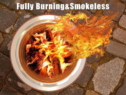 Outdoor Smokeless Fire Pit, 20'' Portable FirePits for Camping, Smokeless FirePit for Outside with Carry Bag, Wood Burning Stove, Stainless Steel，Black
