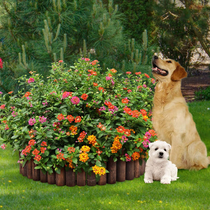 Worth Garden Log Rolls Edging - Wooden Short Fence Border - 6.5 in. H x 47 in. L Burnt Wood Finish Outdoor Garden Lawn Landscape Edging Flexible Decorative Heavy-Duty Tree Fence Border