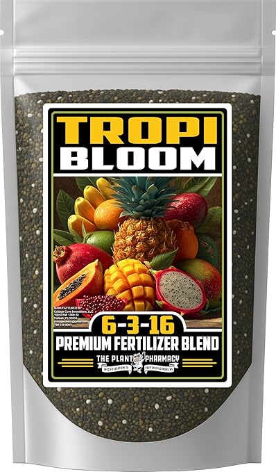 Fertilizer Commercial Grade | TropiBloom 6-3-16 | 3 Pounds | Custom Professional Mix Blend | High-Potassium | Tropical Fruit Trees | Micronutrients with Chelated Iron | Support Yield Flavor Structure