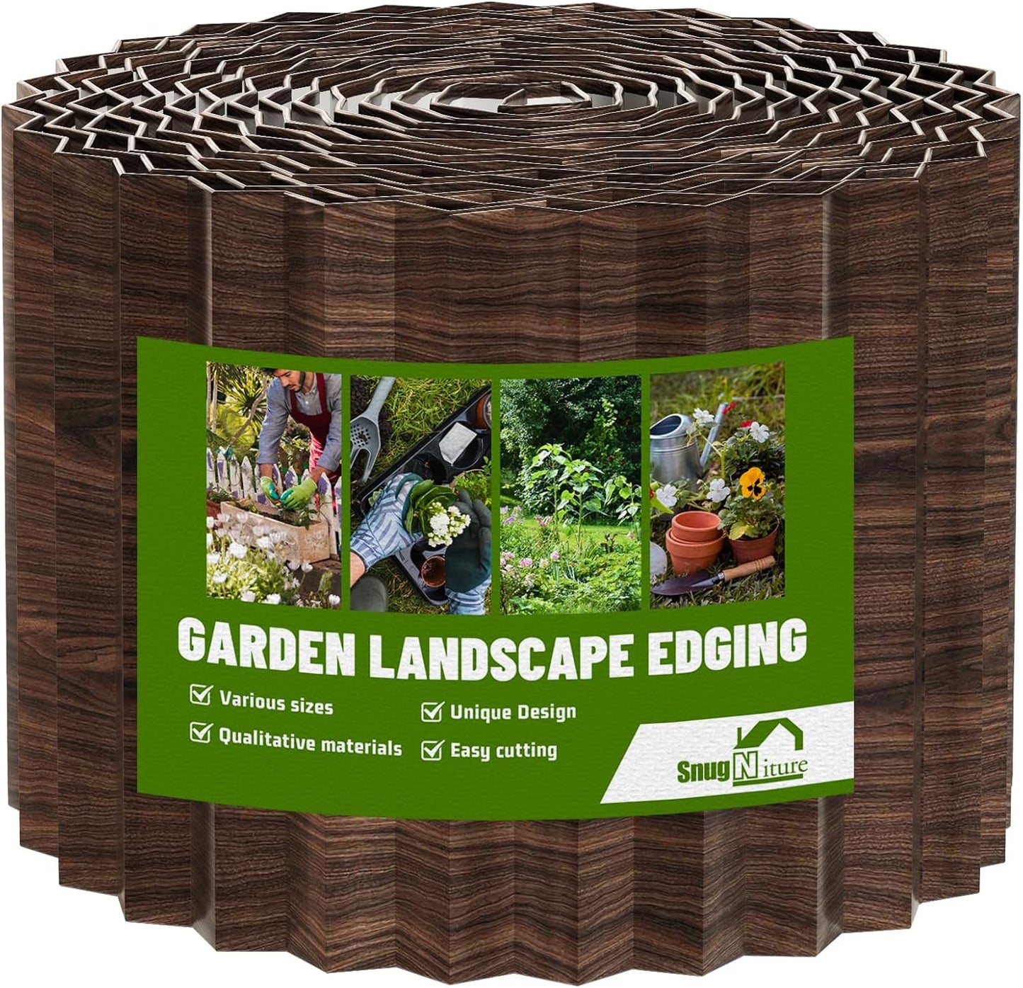 SnugNiture Corrugated Metal Garden Edging 4" x 60', Sturdy Lawn Landscape Edging Border, Fence for Garden, Flower Bed and Yard (Brown)