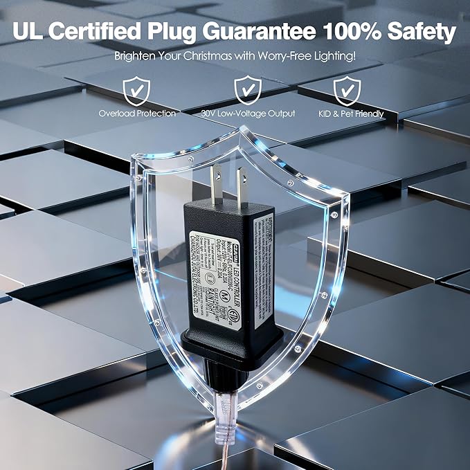 BlcTec Christmas Lights Indoor Outdoor 300 LED 108FT UL Certified Christmas Tree Lights with 8 Modes, Waterproof, Timer, End to End Connectable String Light for Trees, Patio Xmas Decor, Red Green