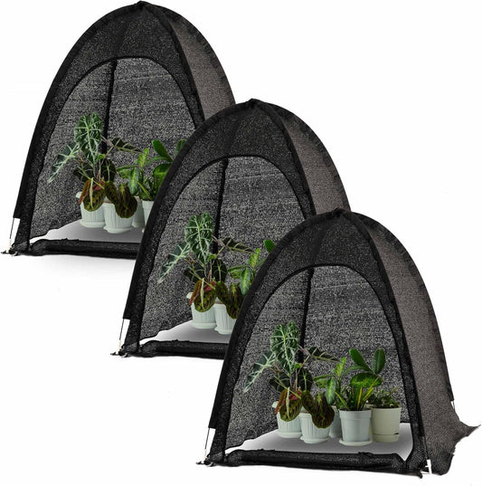 Porayhut Pop up Sunshade Cloth Pack of 3,Easy Open Crop Shade Net 36''*36''*39''UV Resisitant Plant 80% Sunblock Net for Mini Flower Pot with Stakes