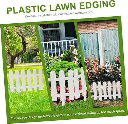 2pcs White Garden Decorative Fence with Ground Plugs Weather-Resistant Courtyard Picket Fence for Kindergarten Christmas Tree Decoration Outdoor Landscape Border