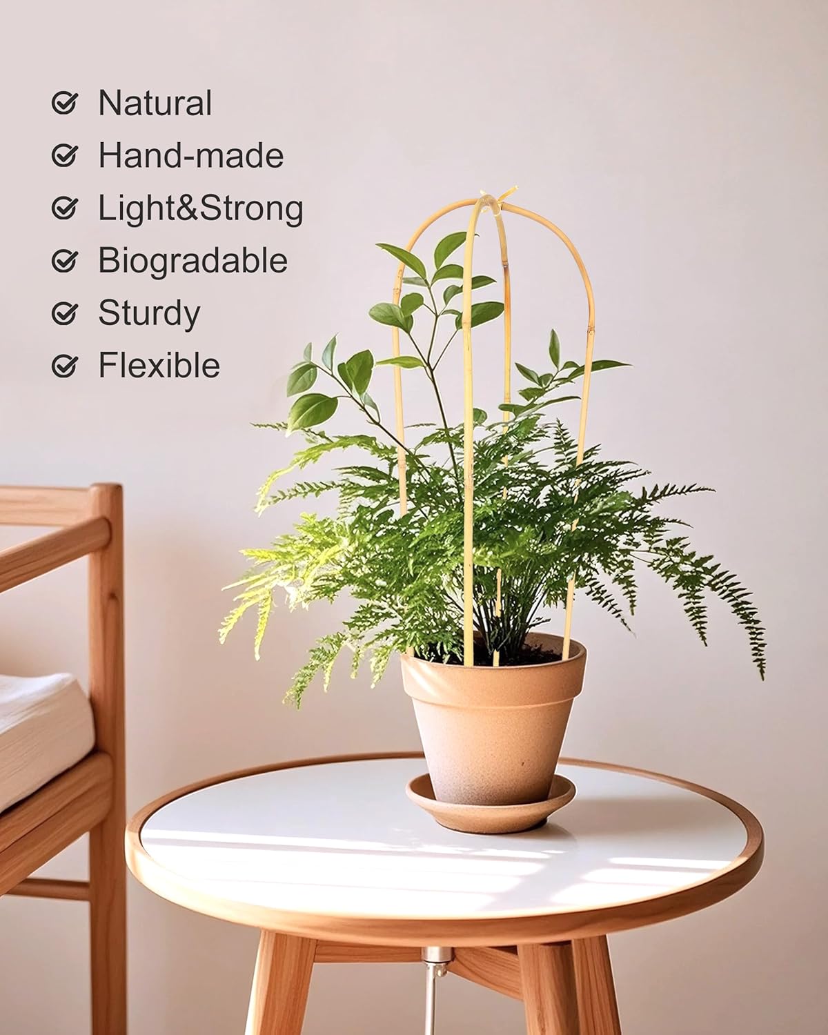 3ft Natural U-Hoops Bamboo Trellis U-Shaped Garden Trellis for Climbing Plants, Vines, Ivy, Flowers, and Potted Plants 3pcs