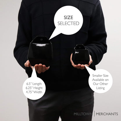 Milltown Merchants Succulent Wall Planters - Wall Vases - White Ceramic Wall Mounted Planters - Succulent Plant Pots - Hanging Vases for Living Wall (1 Pack/Contemporary/Black)