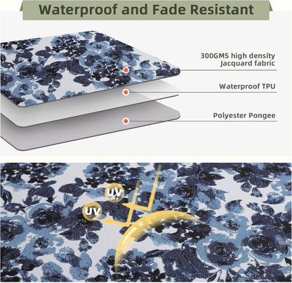 Favoyard Outdoor Seat Cushion 22 x 22 x 3 in Waterproof Pattern Fade Resistant Cover Removable Patio Furniture Cushions Deep Seat & Back Cushion Set with Adjustable Straps for Patio Chair Sofa Couch