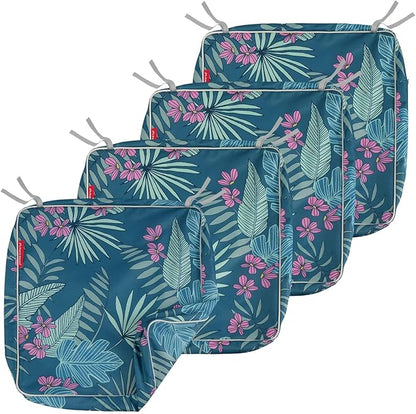 Porch Shield Outdoor Cushion Slipcovers Patio Chair Seat Cushion Covers Set 4 Waterproof Fade Resistant 24 x 24 x 4 inch, Palm Leaf