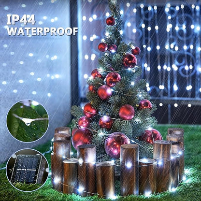 JMEXSUSS 2 Pack Solar String Lights Outdoor Waterproof, Each 33FT 100 LED Solar Christmas Lights Outdoor, 8 Modes White Fairy Light for Outside Yard Tree Patio Garden Wedding Christmas Decorations
