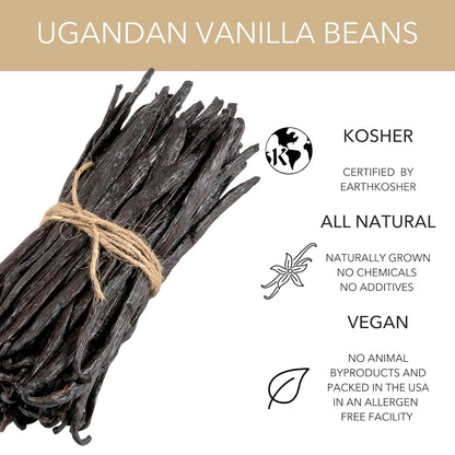 Slofoodgroup Gourmet Vanilla Beans, 25 Grade A Ugandan Vanilla Beans For Cooking, Baking and Homemade Extract