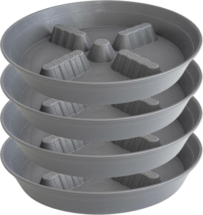 4 Pack Plant Saucer 8 inch, 10 12 14 17 inch, Plant Stand Plastic Plant Saucers for Indoors Outdoor, Heavy Duty Flower Planter Drip Trays for Pots, Pot Saucers for Plants, Grow Bags Saucers