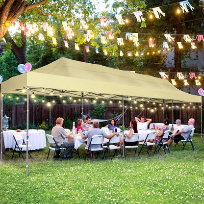 COBIZI 10x30 Pop up Canopy Heavy Duty Without Sidewalls, Easy Set-up Commercial Outdoor Party, 100% Waterproof Wedding Canopy Gazebo, 3 Height Adjustable with Wheeled Bag, Khaki