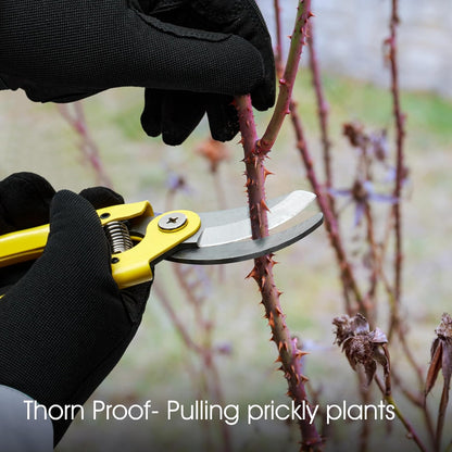 COOLJOB Thorn Proof Garden Gloves with Touchscreen Fingers for Men, Rose Pruning Work Gloves with Palm Cushion for Gardener, Farmer and Landscaper (Black 1 Pair XL)