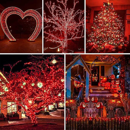2 Pack 480 LED Solar Chrismas Lights Outdoor, 170 FT Super Long Solar String Lights for Outside with 8 Modes & Memory Function, Waterproof Twinkle Light for Xmas Tree Yard Party Decorations (Red)