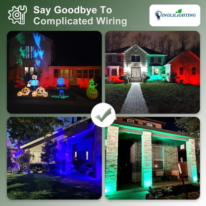 DINGLILIGHTING Solar Lights Outdoor Waterproof: IP65 Led Spot Light Decorations for Garden - Multicolor RGB Solar Powered for Yard - Dust to Dawn Uplighting Landscape Pathway Drive Patios 4PC