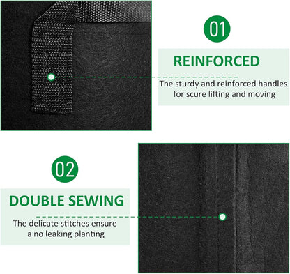 12-Pack 2 Gallon Thickened Non-Woven Grow Bags, Aeration Fabric Pots with Handles