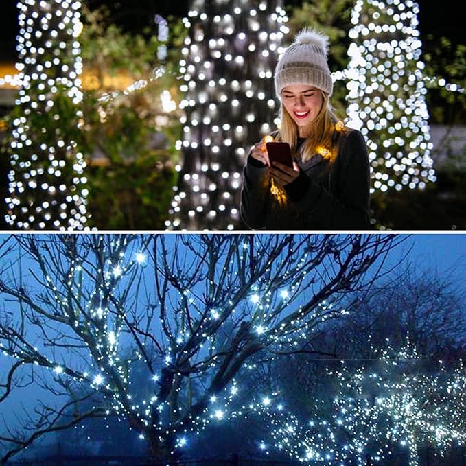 Connectable 240LED 88Ft 13Modes Christmas Lights Outdoor Indoor | Extendable Green Wire Christmas String Lights with Timer | Twinkle Fairy Light Plug in for Xmas Tree Garden Decor Party (Cool White)