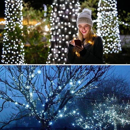 Connectable 240LED 88Ft 13Modes Christmas Lights Outdoor Indoor | Extendable Green Wire Christmas String Lights with Timer | Twinkle Fairy Light Plug in for Xmas Tree Garden Decor Party (Cool White)