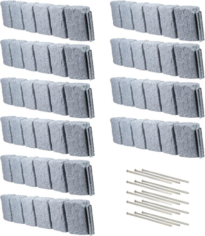 Beuta Landscape Edging | Garden Edging Border | Faux Stone Block XL for Lawn Edging, Flower Beds & Yard Edging – 10 Pack | Each Section Has 6 Blocks 48" L x 4" W x 9.5" H | 30 Spikes | Greystone
