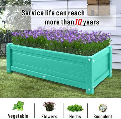 HDPE Raised Planter Box Outdoor,Rot-Resistant and Non-Cracking,Raised Beds for Gardening 29.5 * 14.4 * 9.8 in for Yard,Lawn,Outdoor Planter Boxes Rectangle with Drainage Holes Aruba Blue