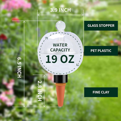 19 oz Extra Large Plant Self Watering Globes Top Fill, Plastic Water Bulbs, Slow Release Terracotta Self Watering Planter Insert, Plant Watering Devices System, Water Spikes Stakes, 4 Pack