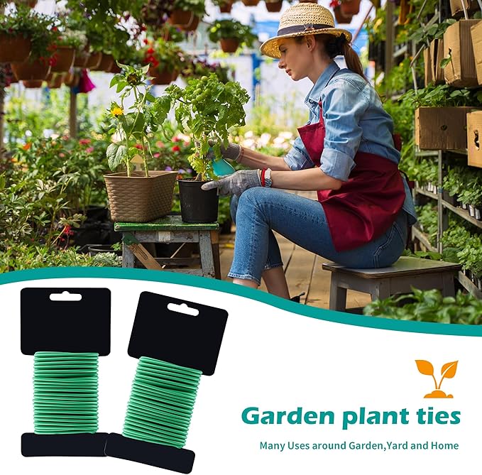 (2 Reel) Soft Plant Ties, Garden Ties TPR Flexible Durable Heavy Duty Twist Wire for Twine Tomatos Branches Vines and Tying Up Cable Wires (Green)(φ3.5mm，26feet)