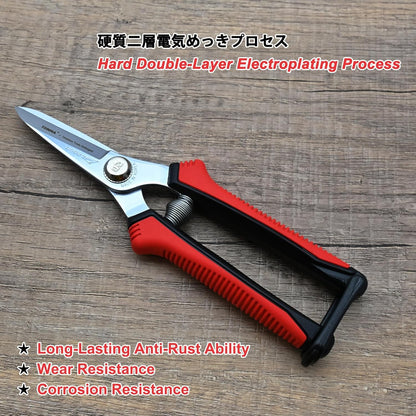 TONMA Pruning Scissors [Made in Korea] 7.5" Rugged yet Lightweight Pruning Shears for Gardening with Ergonomics Grip, Japanese Craft Hard Chrome Plated Sharp Stainless Steels Garden Snips