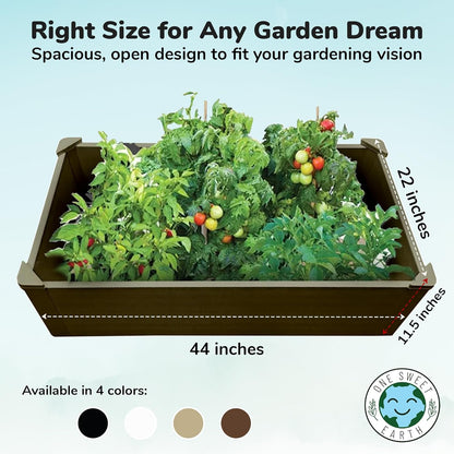 Raised Garden Bed - 2x4 ft Planter Box - Weathered Wood HDPE - No Tools Needed - DIY Kit for Urban Gardening, Flowers, Herbs & Vegetables - Made in The USA