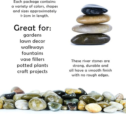 5 lbs Approx. 130 River Rocks Stones for Plants Pebbles for Indoor Plants | Aquarium Fish Tank Rocks | Polished Decorative Rocks for Vases (0.8-1.6 Inches)