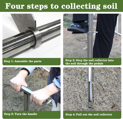 36 Inch Soil Sampler Probe, Stainless Steel Soil Sampling Tube Soil Core Sample Bags Soil Probe Tester, T-Handle Soil Test Kits Soil Probe with Foot Pedal for Plant Digger Garden Lawn Farm
