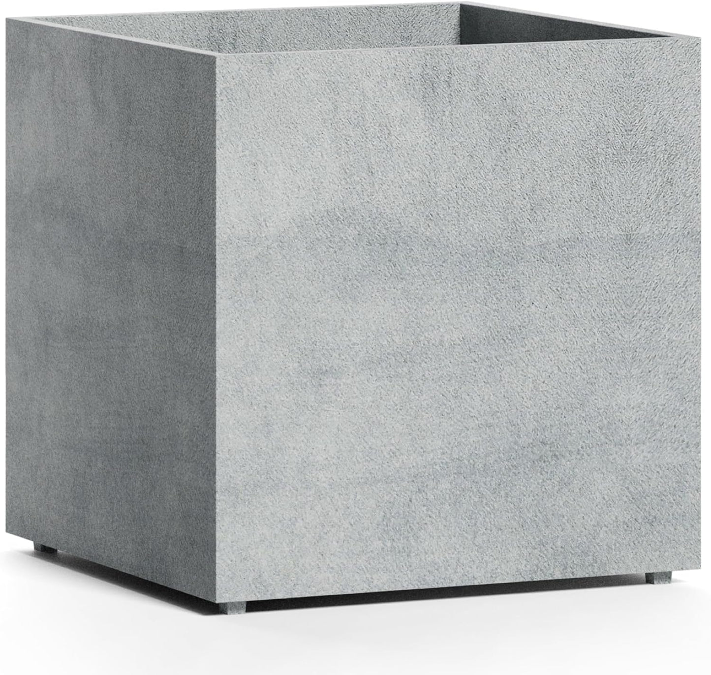 Reglito Cube Planter – Fiberglass Indoor/Outdoor and Weather-Resistant Large Planter (Concrete Stone, 19.7" L x 19.7" W x 20.3" H)