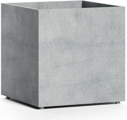 Reglito Cube Planter – Fiberglass Indoor/Outdoor and Weather-Resistant Large Planter (Concrete Stone, 19.7" L x 19.7" W x 20.3" H)