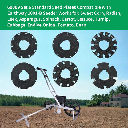 60009 Set 6 Standard Seed Plates Compatible with Earthway 1001-B Seeder,Works for: Sweet Corn, Radish, Leek, Asparagus, Spinach, Carrot, Lettuce, Turnip, Cabbage, Endive,Onion, Tomato, Bean