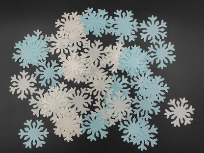 50pcs Edible White Snowflakes for Cake Decorating Cupcake Toppers for Christmas Winter frozen Theme Birthday Party Decorations