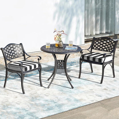 LVTXIII Patio Chair Cushions 22"x22"x3", Water-Repellent Outdoor Seat Cushions for Patio Furniture, Square Chair Pads with Ties for Home Garden Decoration, Set of 2, Cabana Black