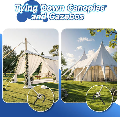 12 Inch Heavy Duty Rebar Stakes, 20-Pack Galvanized Steel J Hook Tent Stakes for Outdoor Decorations, Inflatables, Fencing, Gardening, Gazebo and Swing Set Anchors