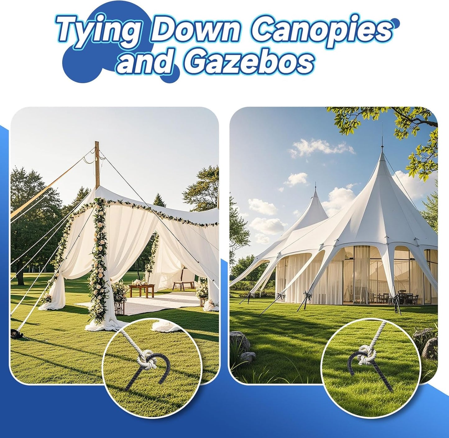 Rebar Stakes 12 inches 34-Pack Ground Stakes Heavy Duty J Hook Tent Stakes for Outdoor Decorations and Inflatables, Metal Yard Stakes for Fencing and Gardening, Gazebo and Swing Set Anchors