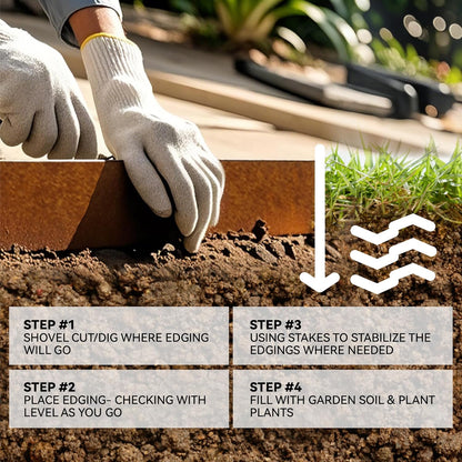 Metal Garden Landscape Edging with 8Pcs Stakes, 4.5" x 25Ft Galvanized Steel Lawn Edgings Roll Flexible Coil Border for Landcaping,Flower Bed,Rusty