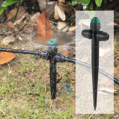 Anti-Drop Drip Irrigation Emitters Sprayer for 1/4" Irrigation Tubing,Double Hole Design Adjustable 360 Degree Sprayer on 6.5" Stake for Garden Irrigation Watering System (25pc-Green Sprayer)
