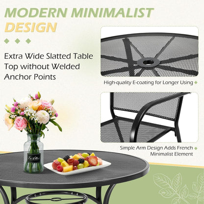 AECOJOY Outdoor Patio Dinning Table for 4, 37" Round Metal Patio Tables with 1.7" Umbrella Hole, Weather-Resistant Outside Table for Lawn Backyard Garden Porch Bistro Poolside Deck Dark Grey