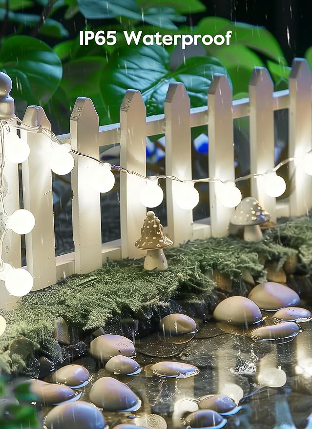 Brightown Solar Lights Outdoor Waterproof, 19.6Ft 60 LED Globe Solar String Lights for Outside, 8 Modes Outdoor Solar Lights for Yard Balcony Patio Tree Canopy Party (Pure White)