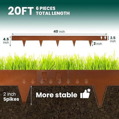 Corten Steel Landscape Edging 40 Inch Strips Steel Landscape Edging Metal Garden Edging Border Rusted Edge 4.5 Inch Depth Steel Edging for Landscaping Lawn Yard 6 pcs by GZGNEEVL