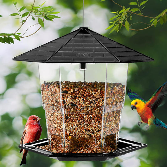 Bird Feeders for Outdoors Hanging Bird Feeder Wild Birds Seed, Black