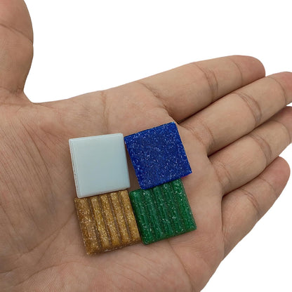 3/4 inch Quartz Glass Mosaic Tiles for Crafts, 1.1 LB, Square Mosaic Pieces for DIY Picture, Home Mosaic Decoration (Mixed Color)