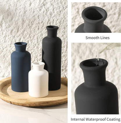 Ceramic Vase Set of 3, Neutral Modern Vases Home Decor Boho Vases Farmhouse Decor Flowers Pampas Vase for Table Mantel Entryway Shelf Living Room Kitchen Bathroom - Mutlicolor