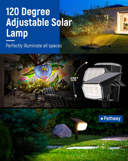 Solar spotlights Outdoor 63 LED 3 Lighting Modes, IP65 Waterproof Lighten Yard Garden House Garage Pathway for Christmas Decorations-10 Pack