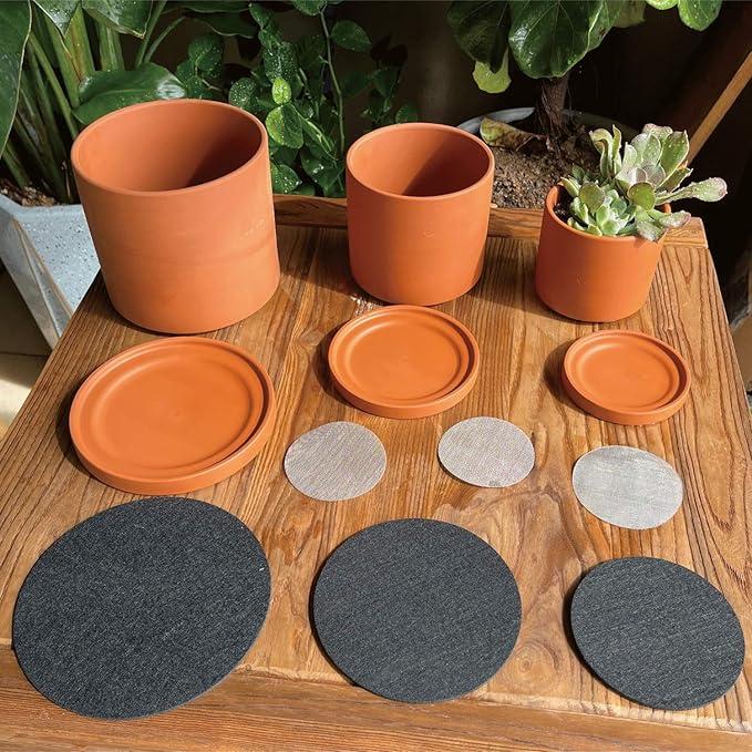 D'vine Dev Terracotta Pots for Plants, 4.2 Inch 5.3 Inch 6.5 Inch, Succulent Planter Pot with Drainage and Saucer, 40-T-A-0