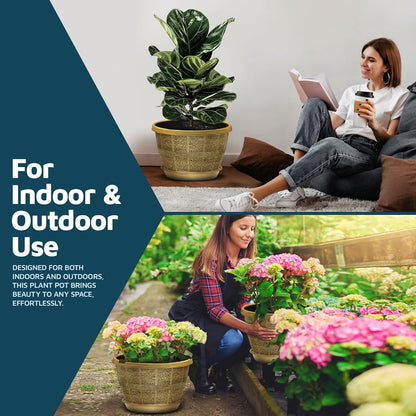 10-Inch Whiskey Barrel Planters Outdoor Pack of 20 - Durable Plastic Plant Pots for Indoor & Outdoor Use with Drainage & Saucer, Lightweight Rustic Barrel Planters for Flowers, Herbs & Small Plants