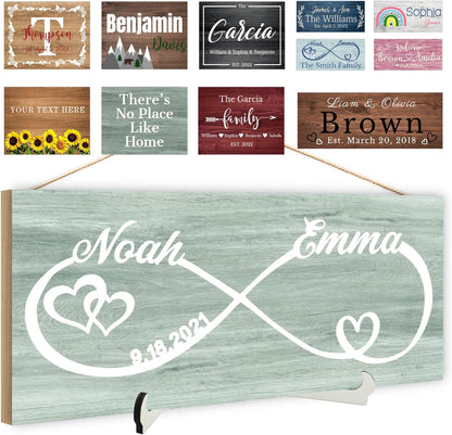 Custom Wood Sign Prsonalized Text Business Home Decor, Personalized Rustic Plaque Board Hanging Wooden Name Sign for Wall Art, Customized Signs Plank Decoration Gifts for Wedding Family Farmhouse Kitchen, Rectangle